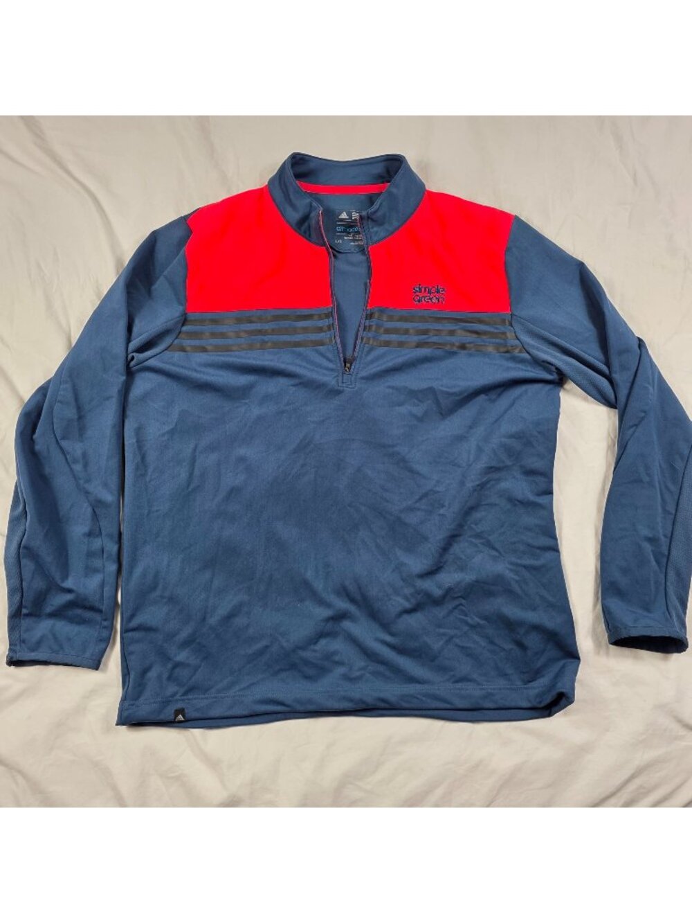 Adidas ClimaCool Mens Large 1/4 Zip Pullover Blue Simple Green Athletic Shirt
